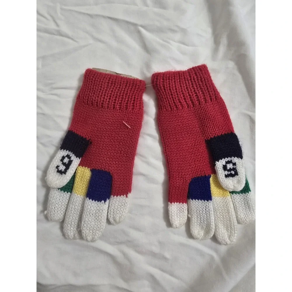 Vintage Girls Gloves Primary‎ Colors Numbers Size 3-7